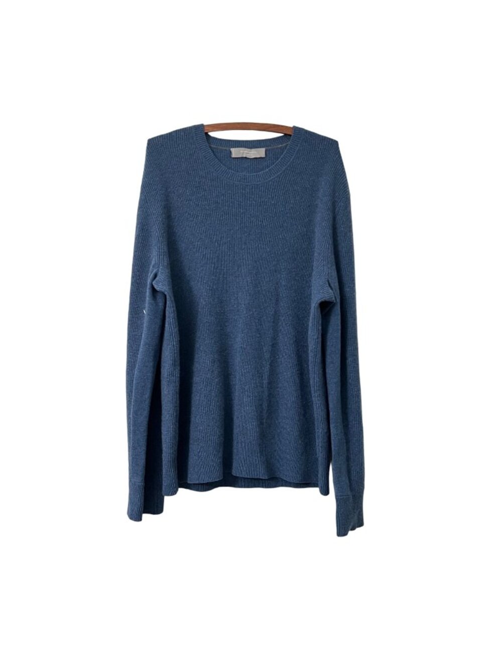 Neiman Marcus Mens Blue Cashmere Ribbed Pullover Sweater Size L/XL